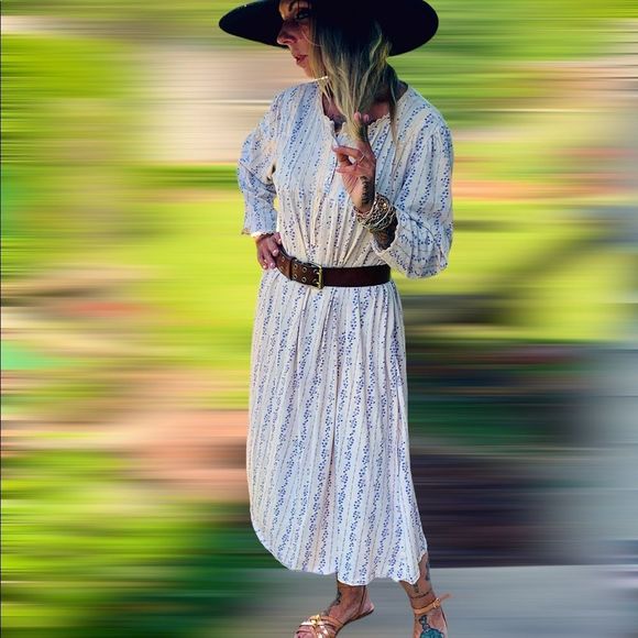 Dresses & Skirts - Jersey cotton prairie Cottagecore granny style midi length sleep shirt dress